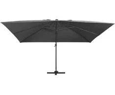 Gembinis skėtis su LED/aliuminio stulpu, antracito, 400x300cm