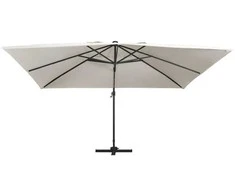 Gembinis skėtis su LED ir aliuminio stulpu, smėlio, 400x300cm