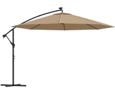 Gembinis skėtis su LED ir metaliniu stulpu, taupe, 350cm