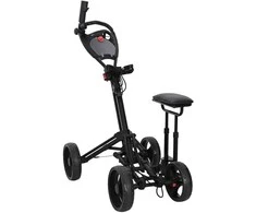 Golfinis vežimėlis su sėdyne Juoda Aliuminis Sulankstomas