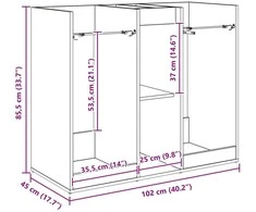 Golfo spinta Paprastas Pilkas Sonoma 102 x 45 x 85,5 cm