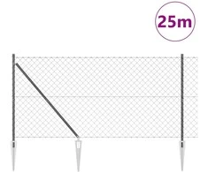 Lauko grandininė tvora su spygliais 25 x 1,2 m Pilka Tinklelis