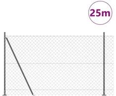Lauko grandininis tvoros su betono pagrindu 25 x 1,4 m Pilka