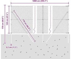 Grandinės tvoros tvirtinimas 10 x 1,2 m PVC dengtas plienas