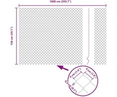 Grandinės tvoros tvirtinimas 10 x 1,5 m PVC dengtas plienas