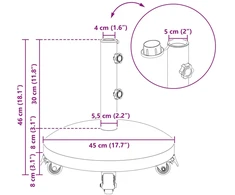 Granito skėtis su ratukais 40-50 mm stulpui 29 kg Juoda