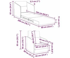 Sofa lova Juoda 65 x 80 x 83 cm audinys