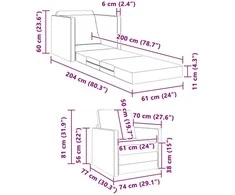 Sofa lova 60cm Tamsiai pilka audinys