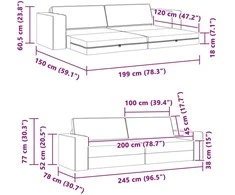 Sofa lova Jūrinė mėlyna 245 x 78 x 77 cm audinys
