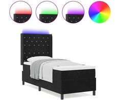 Kiemas lova su čiužiniu su LED Juoda 80 x 200 cm Aksomas