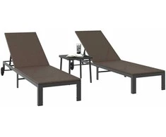 Saulėtas gultas 2-asmuo 3 pcs Ruda poliratanas