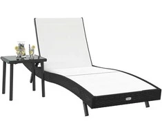 Saulės gultas 2 pcs Juoda ir Balta poliratanas