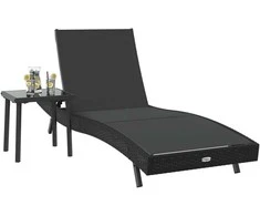 Saulės gultas 2 pcs Juoda poliratanas