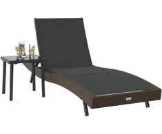 Saulės gultas 2 pcs Juoda ir Ruda poliratanas