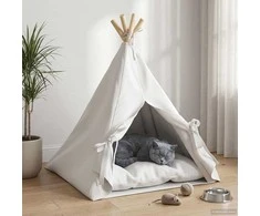 Gyvūnų teepee su pagalve Balta 50 x 50 x 60 cm Poliesteris