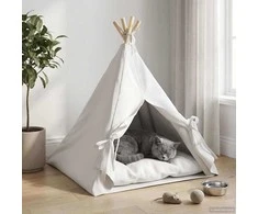 Gyvūnų teepee su pagalve Balta 60 x 60 x 70 cm Poliesteris
