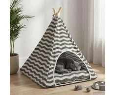 Gyvūnų teepee su pagalve Balta ir pilka 60 x 60 x 70 cm