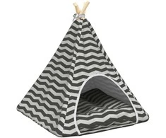 Gyvūnų teepee su pagalve Balta ir pilka 60 x 60 x 70 cm