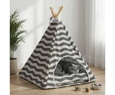 Gyvūnų teepee su pagalve Balta ir pilka 40 x 40 x 50 cm