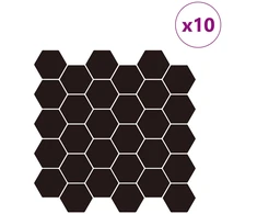 Heksagoninė plytelė 10 pcs Juoda 30 x 30 cm Poliuretanas ir PET