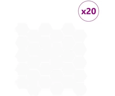 Heksagoninė plytelė 20 pcs Balta 30 x 30 cm Poliuretanas ir PET
