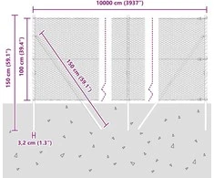 Heksagonalinė tvoros tvirtinimo sistema 100 x 1 m Pilka