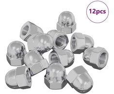 Hex gilių riešutai 12 vnt. Sidabro m8 Metalas