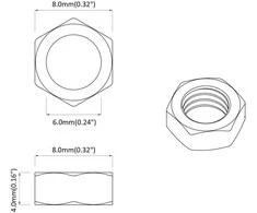 Hex veržlė 2 vnt. Sidabro M6 Metalas