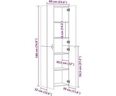 Highboard Artisan Ąžuolas 60x32x190 cm Inžinerinė mediena