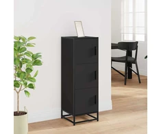 Highboard Juodas 35,5x35x106,5 cm Mediena ir metalas