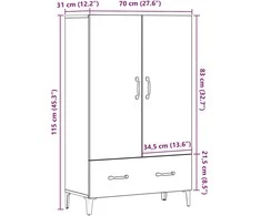 Highboard Old Wood 70x31x115 cm Engineered Wood