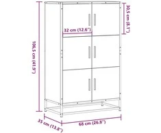 Highboard Pilka Sonoma Inžinerinė mediena ir metalas