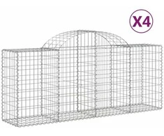 Išlenkti gabiono krepšiai, 4vnt., 200x50x80/100cm, geležis