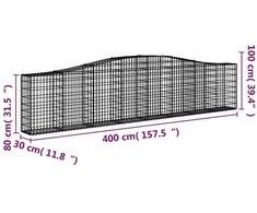 Išlenkti gabiono krepšiai, 7vnt., 400x30x80/100cm, geležis