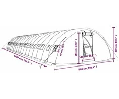 Šiltnamis su plieno rėmu, žalios spalvos, 18x5x2,3m, 90m²