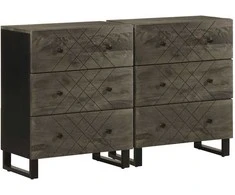 indaujos 2 vnt juodos 60x33x75 cm medžio masyvo mango