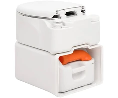 Integruotas stovyklavimo tualetas, baltas, 24+17l, HDPE/plienas