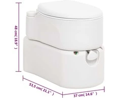 Integruotas stovyklavimo tualetas, baltas, 24+17l, HDPE/emalis