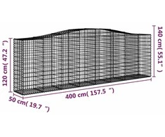 Išlenkti gabiono krepšiai, 15vnt., 400x50x120/140cm, geležis