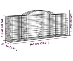 Išlenkti gabiono krepšiai, 20vnt., 300x50x100/120cm, geležis
