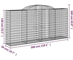 Išlenkti gabiono krepšiai, 6vnt., 300x50x140/160cm, geležis