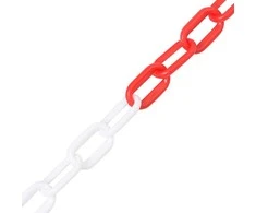 Įspėjamoji grandinė, raudonos/baltos spalvos, 100m, plastikas
