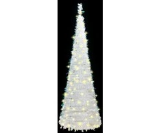 Išskleidžiama dirbtinė Kalėdų eglutė, balta, 150cm, 100 LED