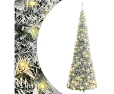 Išskleidžiama dirbtinė Kalėdų eglutė su sniegu, 210cm, 200 LED
