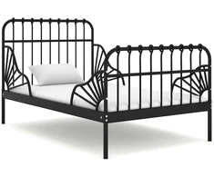 Lova Išskleidžiamas lovos rėmas, juodas, 80x130/200cm, metalas