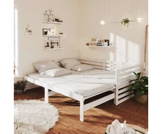 Ištraukiama lova, balta, 2x(90x200)cm, pušies medienos masyvas