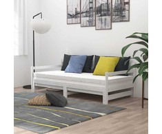 Ištraukiama lova, balta, 2x(90x200)cm, pušies medienos masyvas