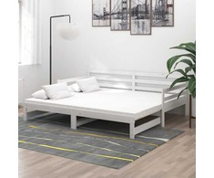 Ištraukiama lova, balta, 2x(90x200)cm, pušies medienos masyvas