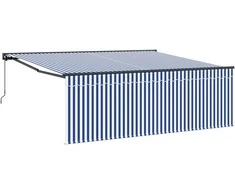 Ištraukiama markizė Mėlyna ir balta 400 × 300 cm
