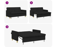 Ištraukiama sofa-lova Juoda Audinys